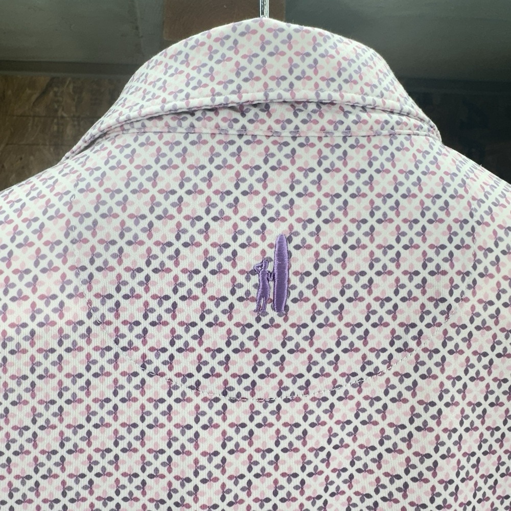 Johnnie-O Geometric Golf Polo Pink Purple Sz Medium M Governors Club Logo - Picture 4 of 9